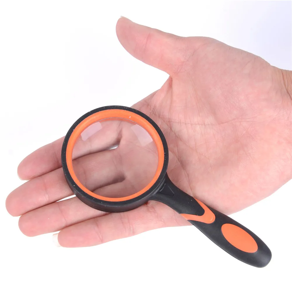 10X Reading Handheld Magnifier High Power Double Color 50mm Glass Lenses Rubber Magnifying Glass Repair Tool