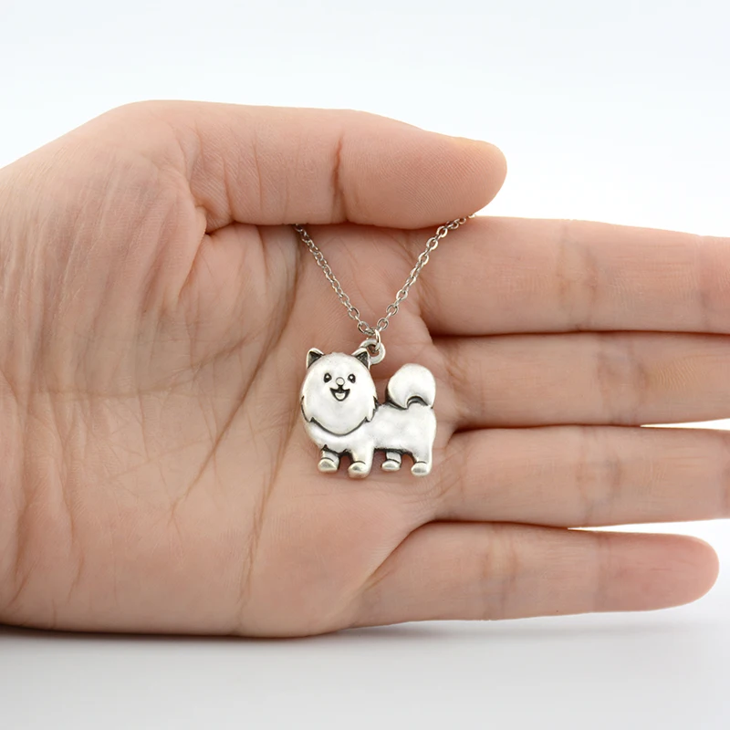 Cute Cartoon Pomeranian & German Spitz Dog Charm Pendant & Necklaces Boho Long Chain Animal Necklaces For Women Fashion Jewelry