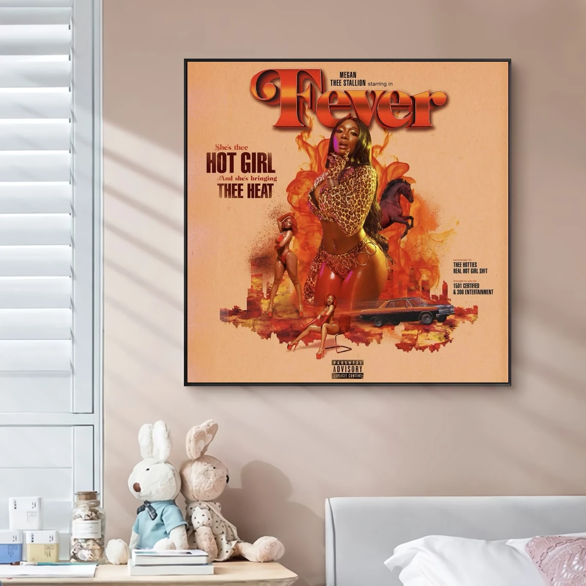 Megan Thee Stallion – Fever Music Album Cover Canvas Poster Hip Hop Rapper Pop Music Celebrity Wall Painting Art Decoration