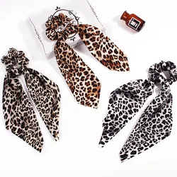 New Scarf Solid color Hair Scrunchies Girls/Women Snake Skin Printed Chiffon  Leopard Print   Hair tie Ponytail Hair Accessories