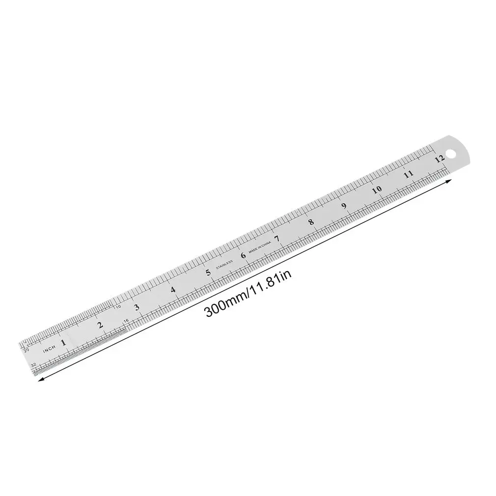 Stainless Steel Metal Ruler 30CM Straight Ruler Double Sided Measuring Tool For Sewing Foot School Office Drawing Ruler