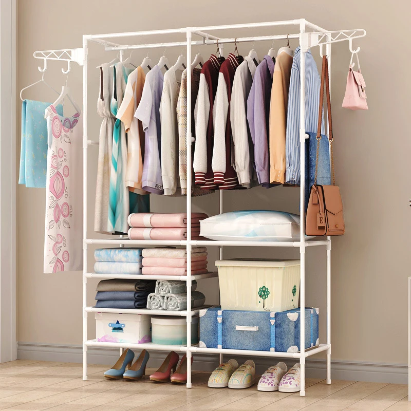 Simple Fashion Coat Rack Large Capacity Bedroom Wardrobe Closet Clothes Hanger Mutifunctional Storage Organizer Floor Shelf