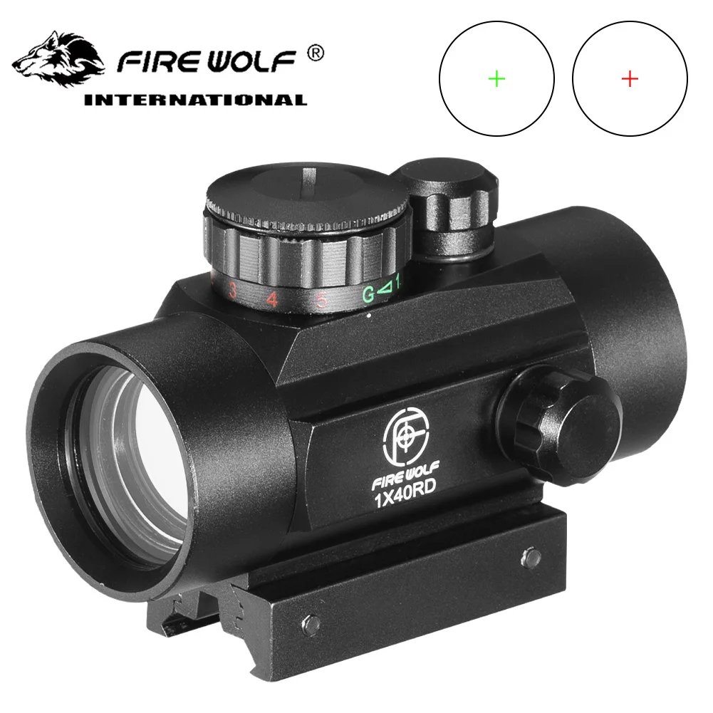 Fire Wolf 1x40 Hunting Scope Tactical Holographic Red Dot Red Green Crosshair 11mm/20mm Mounted Optical Scope Rifle Scope Airsof