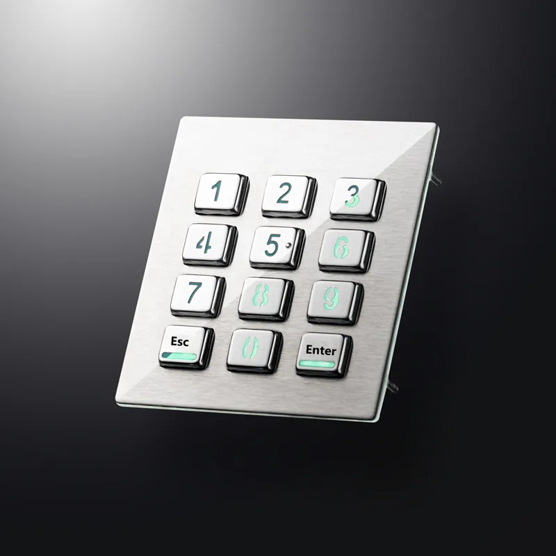 IP65 12 klawiszy 3x4 metalowa podświetlana klawiatura numeryczna ze stali nierdzewnej do przemysłowego systemu kontroli dostępu do telefonu