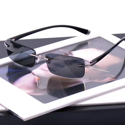 Vazrobe Rimless Men Polarized Sunglasses male Sun Glasses for Men Black Brown frameless brand polarizing polaroid