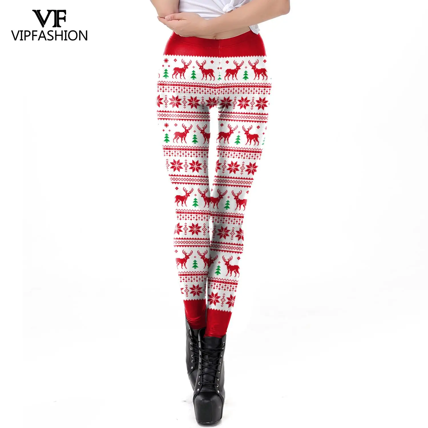 VIP FASHION New 3D Digital Christmas Leggins Cosplay Sexy High Waisted Workout Capri Leggings Printed Fitness Legging Women Pant