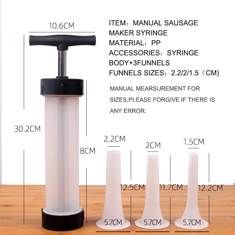 

Manual Sausage Meat Fillers Machine, Sausage Stuffer, Hand Operated Sausage Machines, Funnel Nozzle