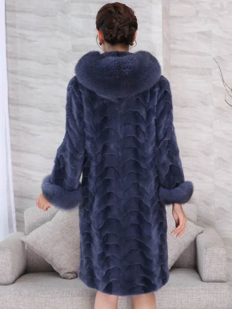 

Real Mink Coat Female Luxury Natural Fur Coats Winter Jacket Women Fox Fur Collar Warm Long Jackets Manteau Femme MY4366