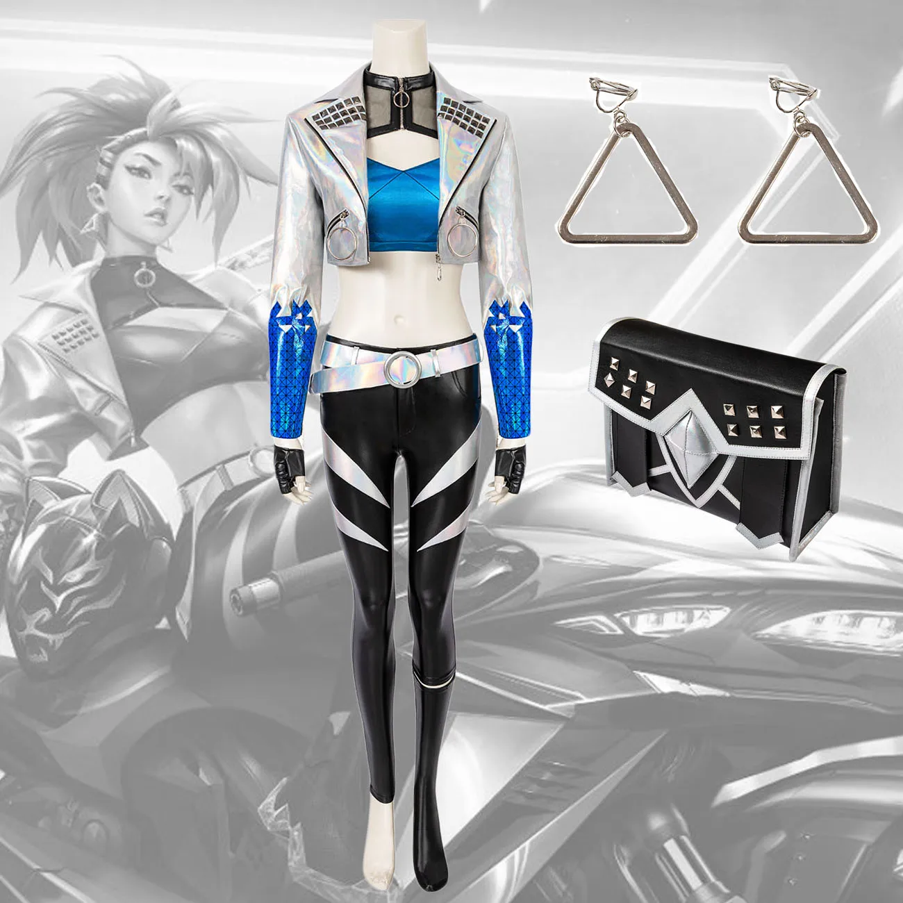 

LOL KDA 2020 S10 Finals Akali Cosplay Costume Akali K/DA All Out Full Set Cosplay Adult Stage Performance Costume