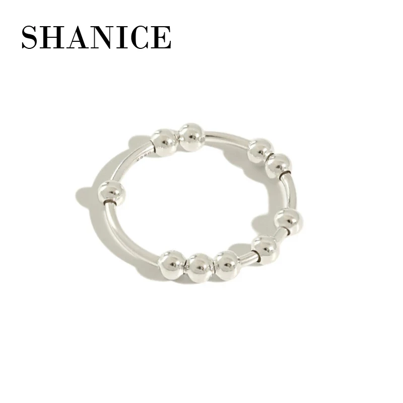 SHANICE S925 Sterling Silver Beads Ring For Women New Silver 925 Ladies Rings with Moving Ball Simple Korean Fashion Jewelry