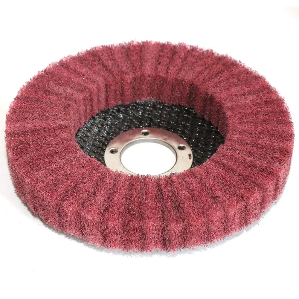 Disco de pulido de aleta de fibra de nailon no tejido, almohadilla de fregado, rueda de pulido de 4 ", 100x16mm para amoladora angular