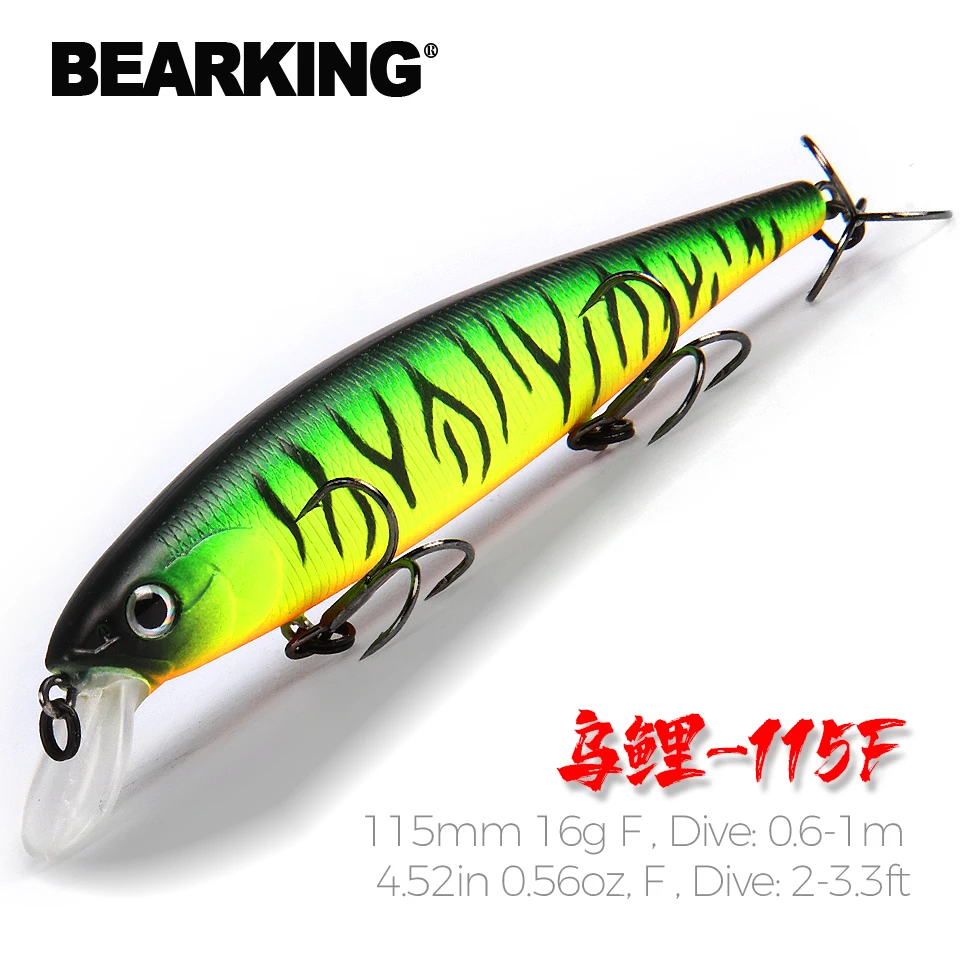 Bearking 115mm 16g Dive 0.6-1m floating Top Fishing Lures Wobblers Artificial Bait Predator Tackle jerkbaits for pike and bass