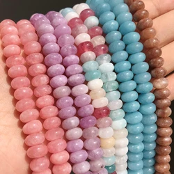 Natural Stones Purple Blue Angelite Round Lucky Jades Rondelle Loose Beads for Jewelry Making DIY Bracelet Accessories 15''