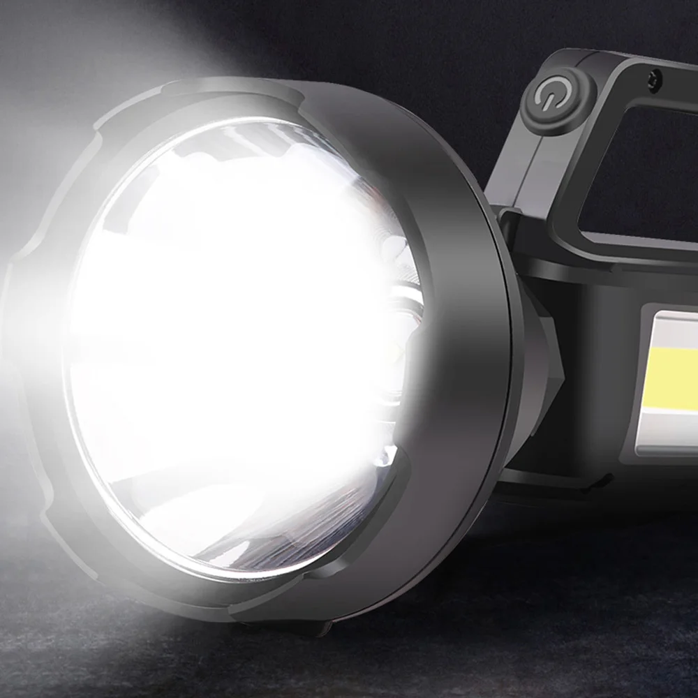 Powerful LED Flashlight Portable XHP50.2 Torch USB Rechargeable Searchlight Waterproof Spotlight with Base Fishing Light Lantern