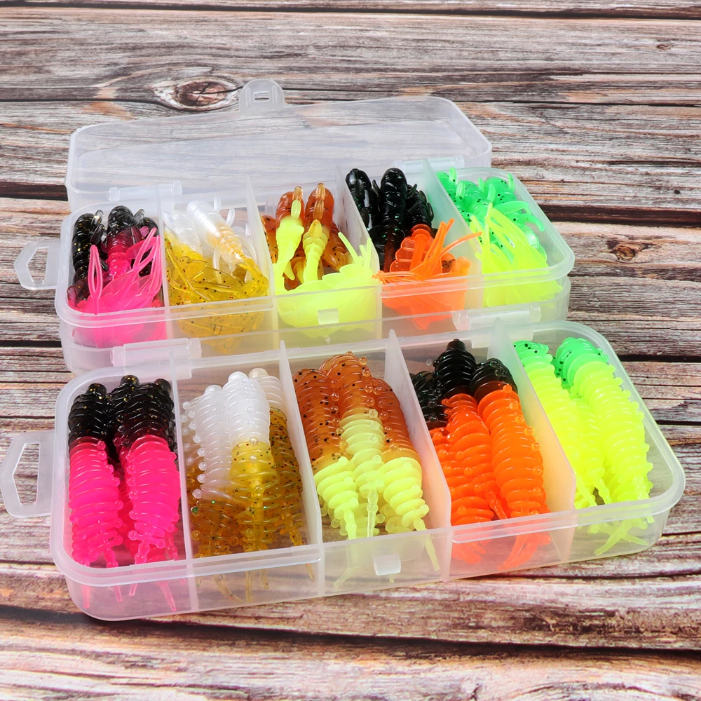 JOHNCOO 12pcs Fishing Lure Soft Bait 50mm 75mm Silicone Baits for Perch Wobblers Swimbait Soft Lure Artificial Bass Trout Lure