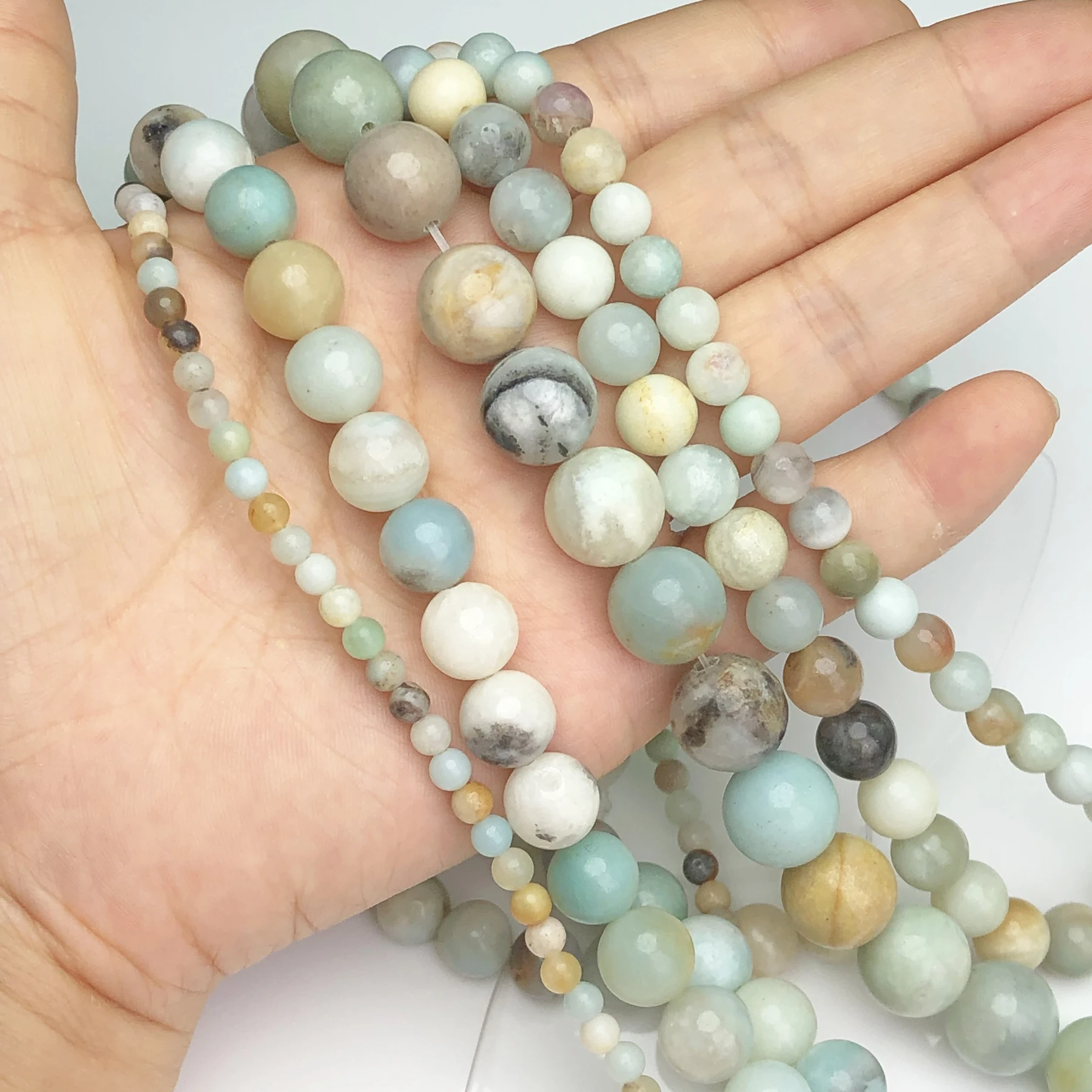 AAA Natural Stone Amazonite Beaded Round Loose Spacer Beads For Woman Jewelry Making DIY Bracelet Necklace 4/6/8/10/12mm 1Strand