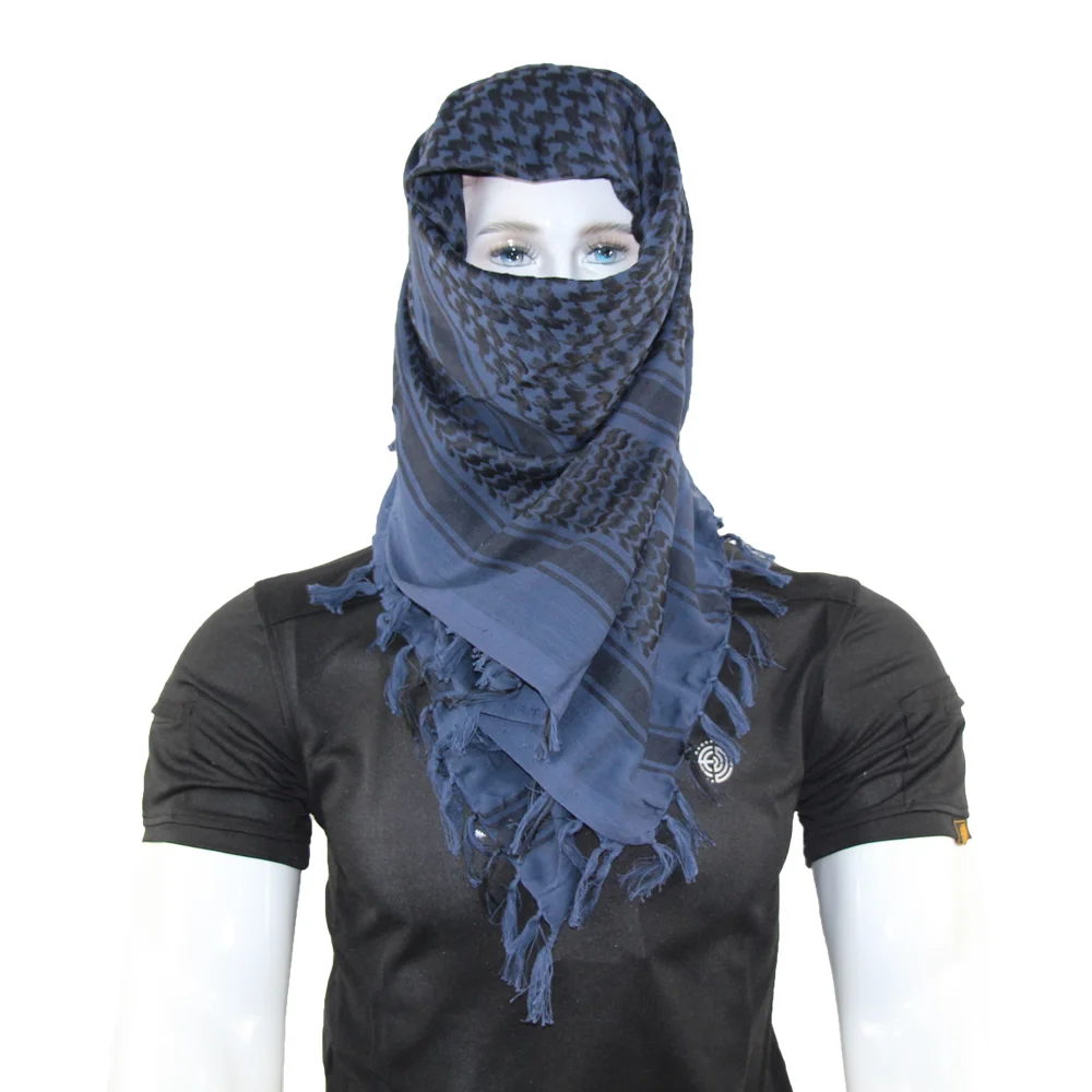 New Black Military Winter Shemagh Tactical Scarf 100% Cotton Keffiyeh Scarf Wrap Outdoor Hiking Hunting Windproof Sacrves