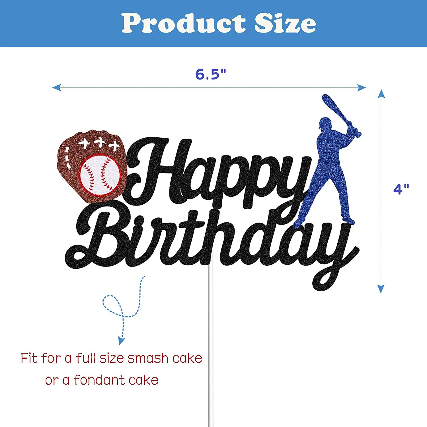 baseball Cake Topper Boy Black Happy Birthday Cupcake Toppers Party Dessert Wedding Decoration Baby Shower Baking Supplies DIY