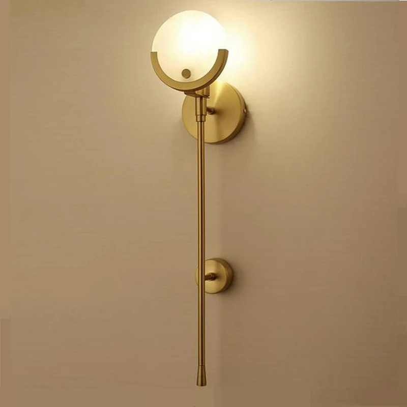 

Golden Marble Wall Lamp Living Room Luxury Dining Hall Bedroom Bedside Decor Wall Bracket Light Aisle Bar Sconce