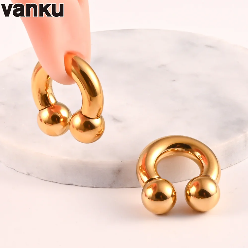 Vanku 1pcs Stainless Steel Ear Piercing Weights Stretcher Expander Ear Gauge BCR Ball U Shape Nose Septum Ring Jewelry