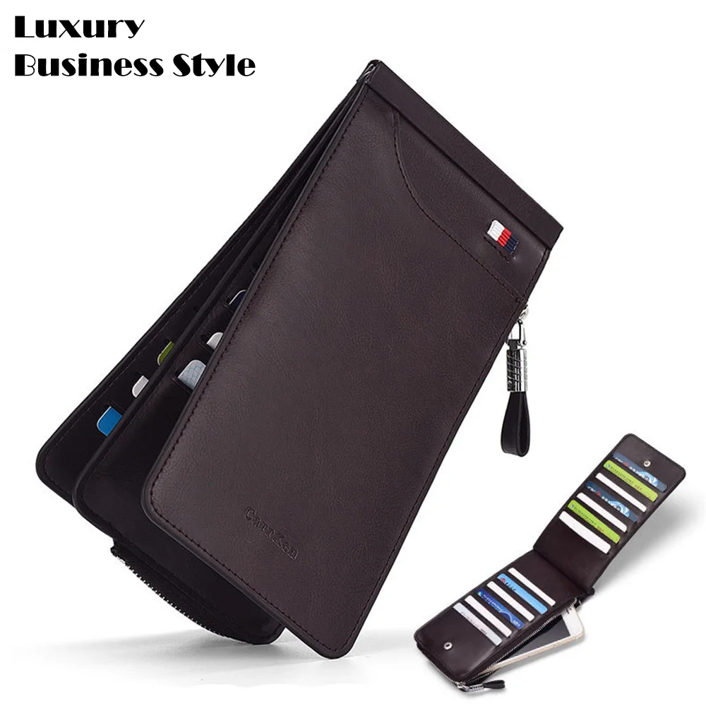 Men's Long Large-capacity Purse Wallet Multi-card Bank Card Holder Women's Ultra-thin High-end Card Holder Leather Zipper Wallet