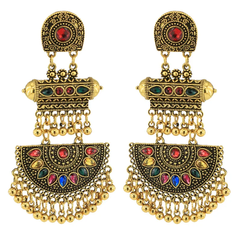 Bollywood Jewellery Indian Jhumka Jhumki Earrings for Women Ethnic Bridal Wedding Gold Plated Kundan Long Tassel Drop Earring