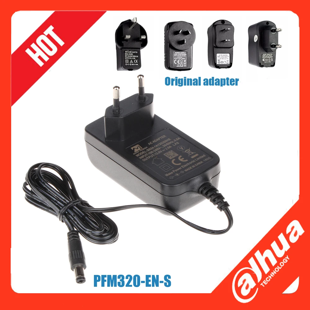 Original Dahua 12V 2A Power supply PFM320 for IP camera 12V 2A Power supply for door phone Dahua 12V 2A Power supply for XVR NVR