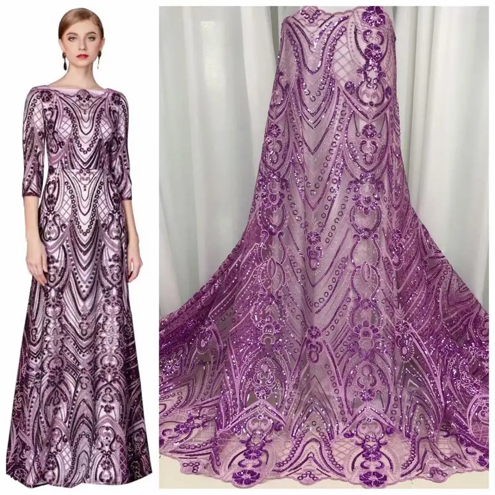 

French Net Lace Fabric 2020 High Quality Lace African Sequins Lace Fabric For Nigerian Wedding Dress ML8877