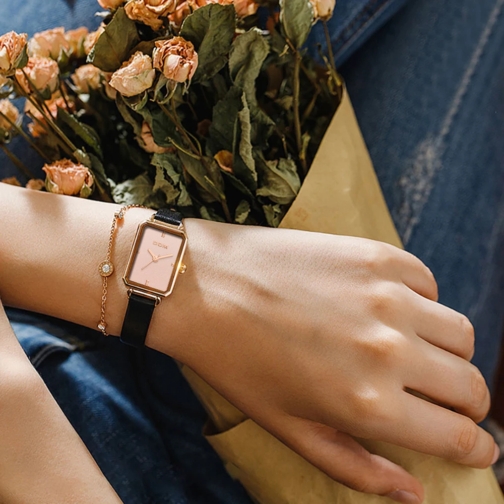 DOM Ladies Watch Luxury Trend Casual Fashion  Waterproof Swimming Leather Women's Watch G-1337