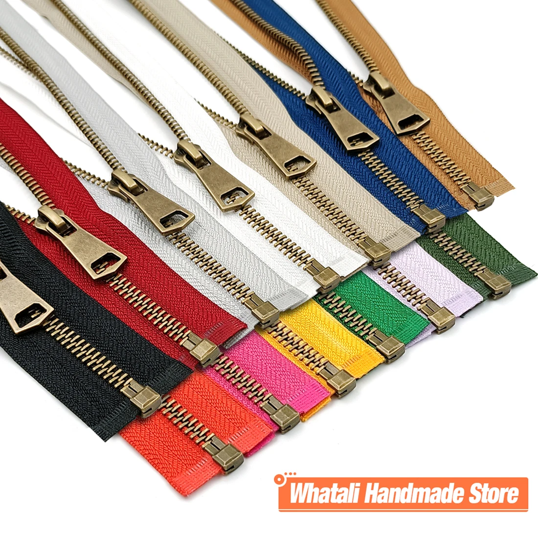 5# High Quality Colorful Open-End Auto Lock Copper Metal Zipper Diy Handcraft For Clothing Pocket Garment Sewing Shoes Bags