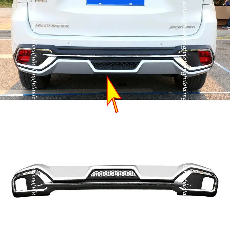 For Toyota Highlander 2017-2019 Silver Rear Bumper Diffuser Lip Spoiler Guard Cover Car Accessories