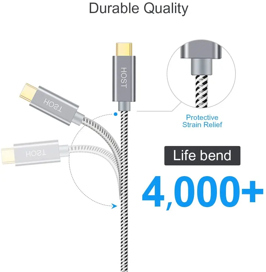 Cabo usb c para micro-b 3.0 (gen 2/10g), cabo usb 3.1 tipo c trançado, compatível com macbook (pro), driver rígido externo hdd