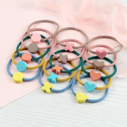 Candy Colors Hair Band Accessories High Elastic Safe Hair Tie Flower Heart Round Pendant Scrunchies Headband Gift For Women Girl