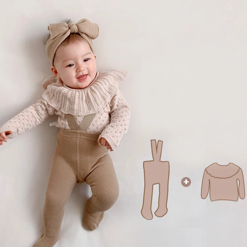 Infant Baby Sweater Suit+ Leggings Autumn Spring Girl Knitting Sweater Sets Cotton Girls Clothing 2pcs Newborn Clothes 0-2 Years