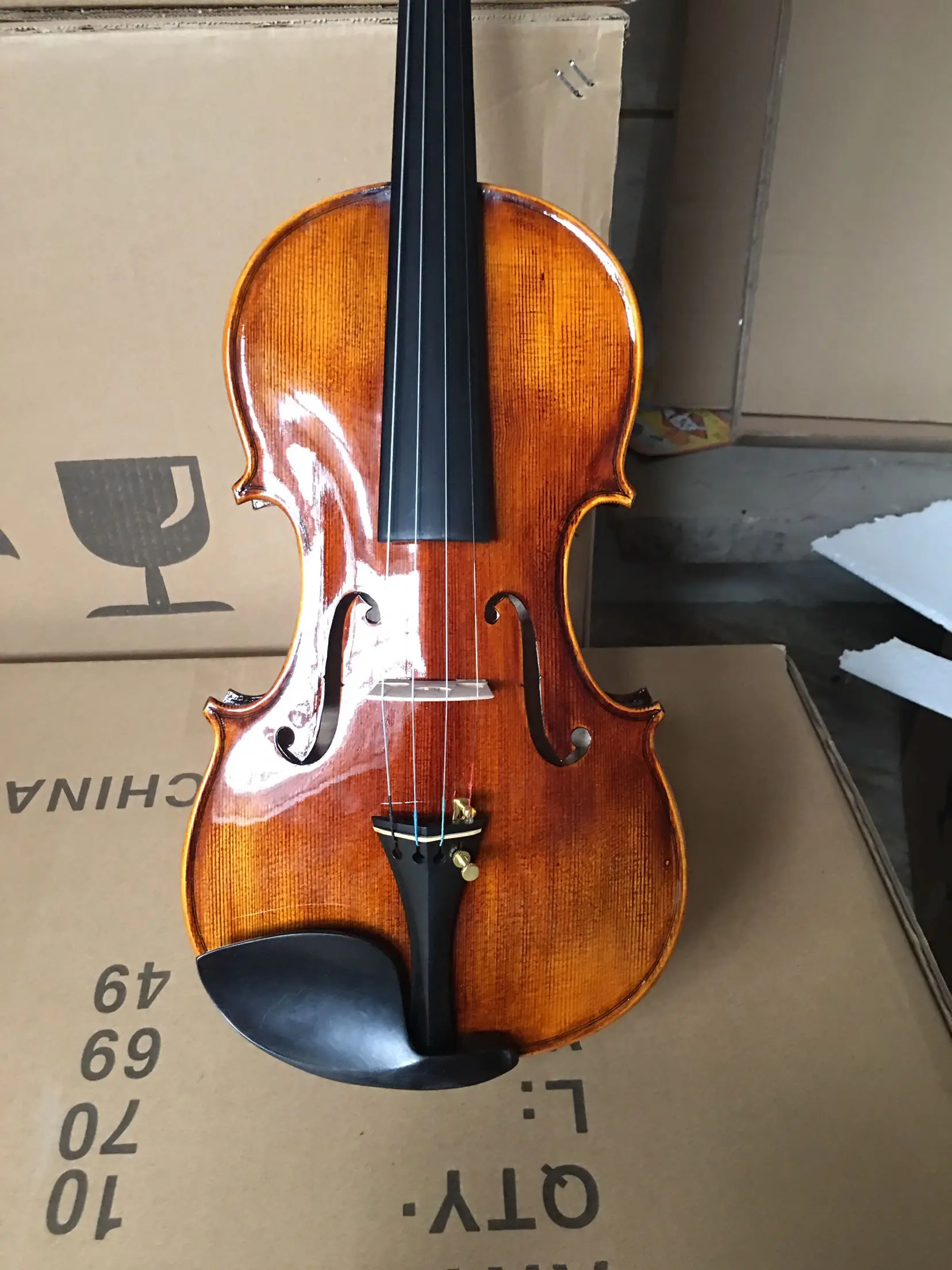 Real shot handmade violin 4/4 solid wood natural grain hand paint violin children adult playing musical instruments free shippin