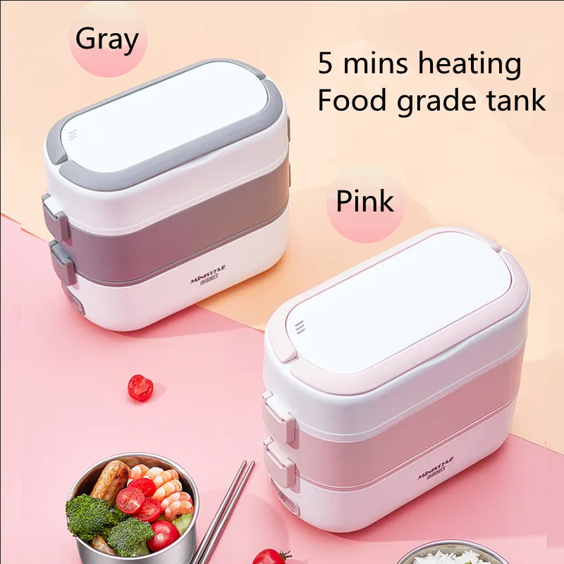 Portable Electric Lunch Box Insulation Self-heating Steamed Rice Cooking Meals With Bucket Pot For Office Worker Students