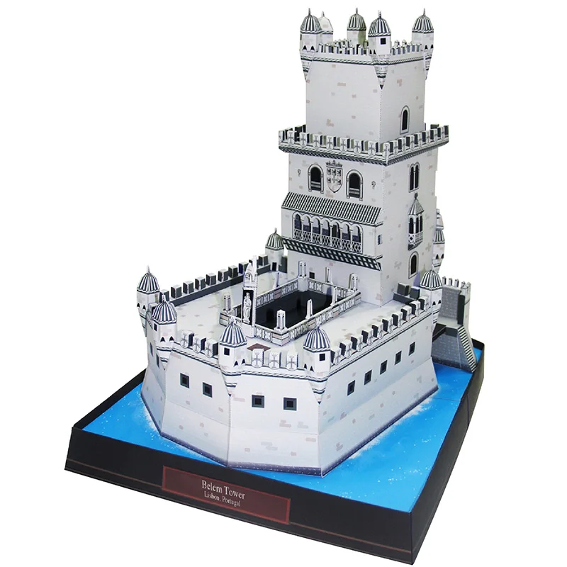 Portugal torre belem mini modelo de papel 3d casa papercraft diy arte origami construção adolescentes adulto artesanal artesanato brinquedos QD-157