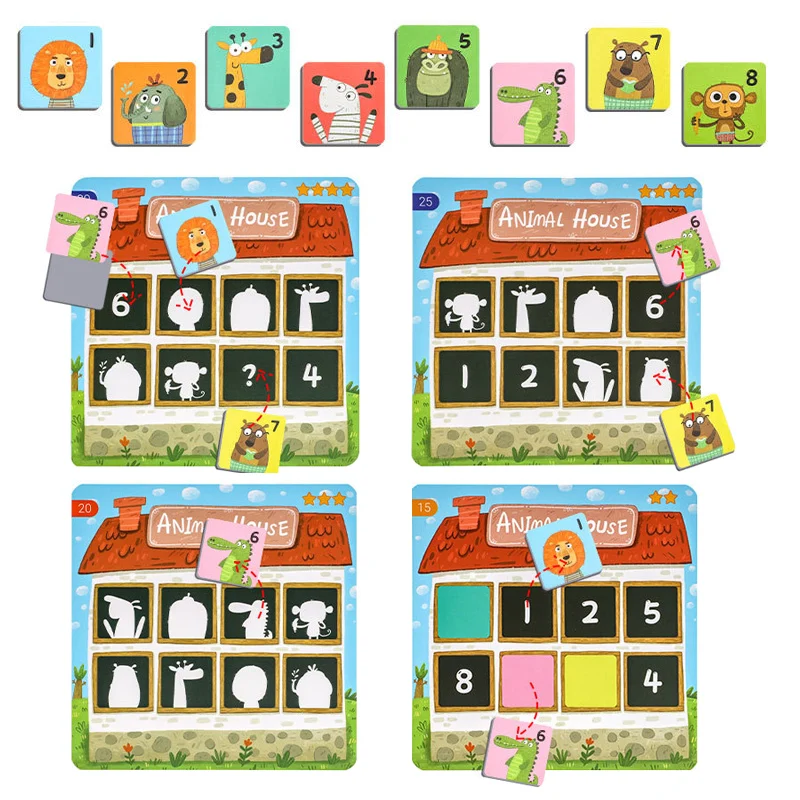 Montessori Memory Game Children Toys Magnetic Animal Digital Colors Matching Cognitive Unlocking Parent-child Puzzle Game Toys