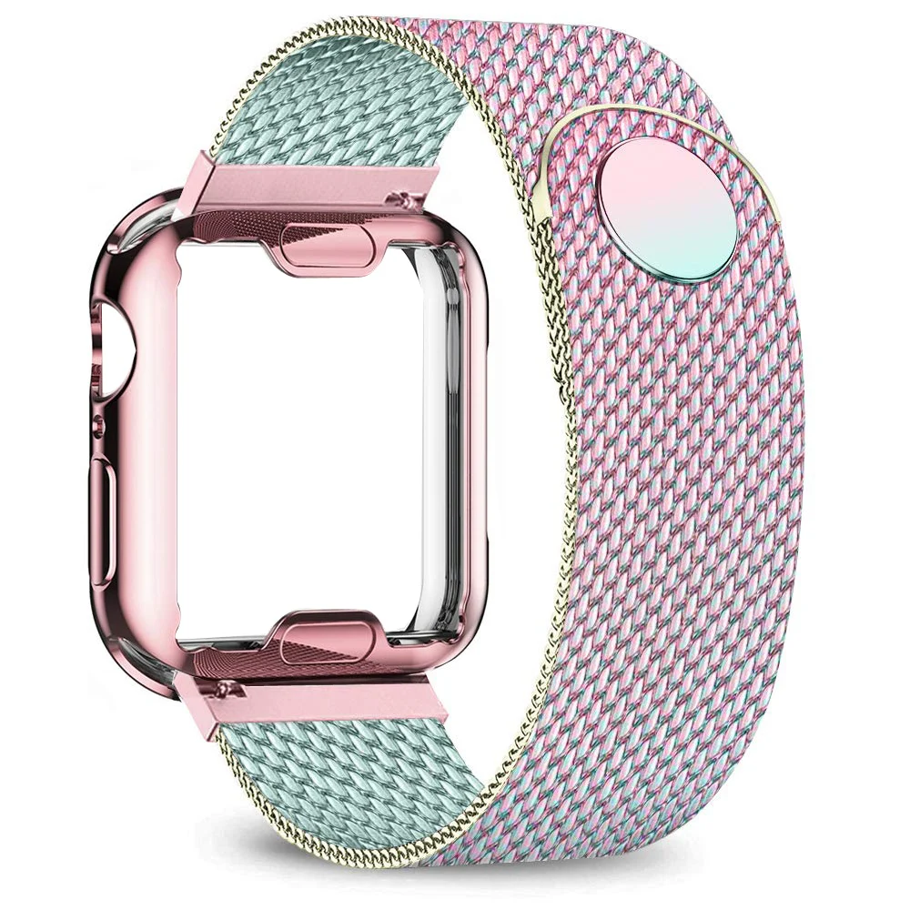 Case+strap For Apple Watch band 40mm 44mm iwatch 38mm 42mm Plated case+Metal belt Magnetic loop bracelet apple Watch 6 se 5 4 3