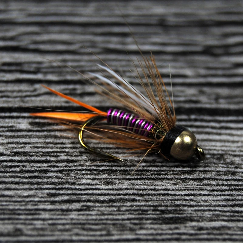 Bimoo 12pcs 12# Brass Bead Head Prince Nymph Trout Fishing Flies Fast Sinking Nymph Fly