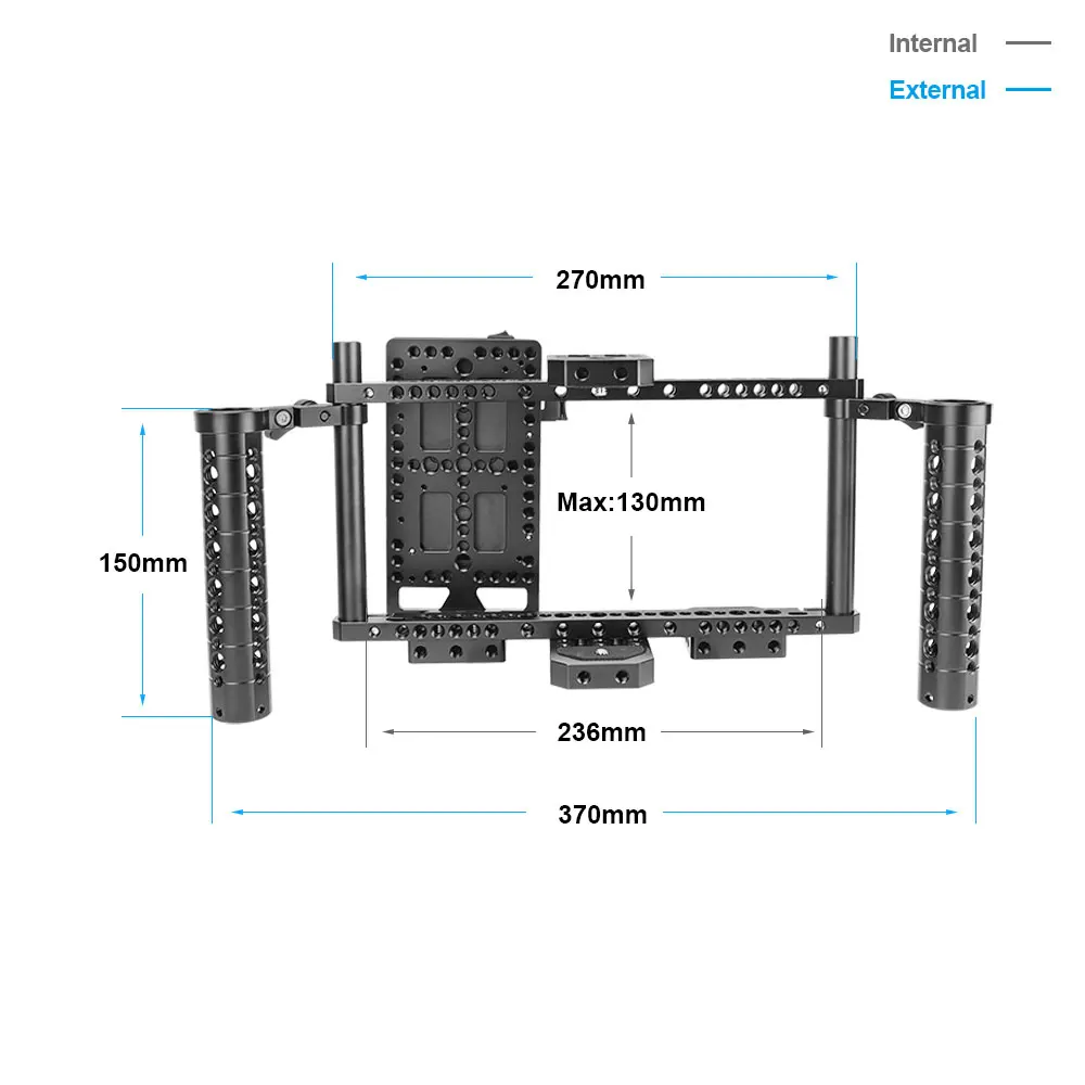 Hdrig ajustável handheld monitor gaiola kit para 5 "/7" monitor com queijo lidar com & fonte de alimentação divisor