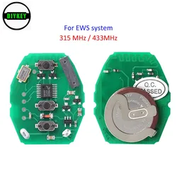 DIYKEY EWS Rechargeable Replacement Remote Control Circuit Board- 3 Buttons 315MHz/ 433MHz - for BMW X5- Only Circuit Board