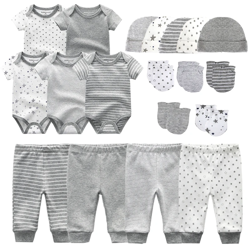 0-6 Months Newborn Set Baby Boy Clothes Suit Jumpsuits+Pants+Hat+Gloves Infant Girl Birth Outfit ropa bebe Onsies Sets Summer