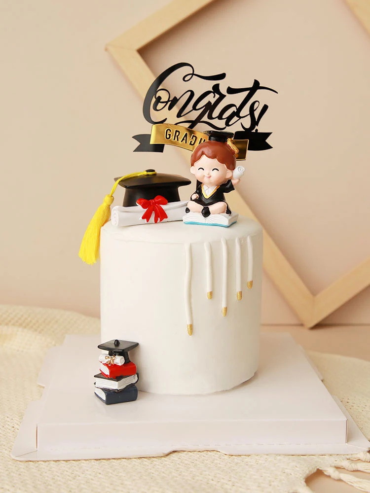 Class for Graduation Cake Decoration Bachelor doctor boy girl Cake Topper resin Cupcake Baking Happy Graduation Party Decoration