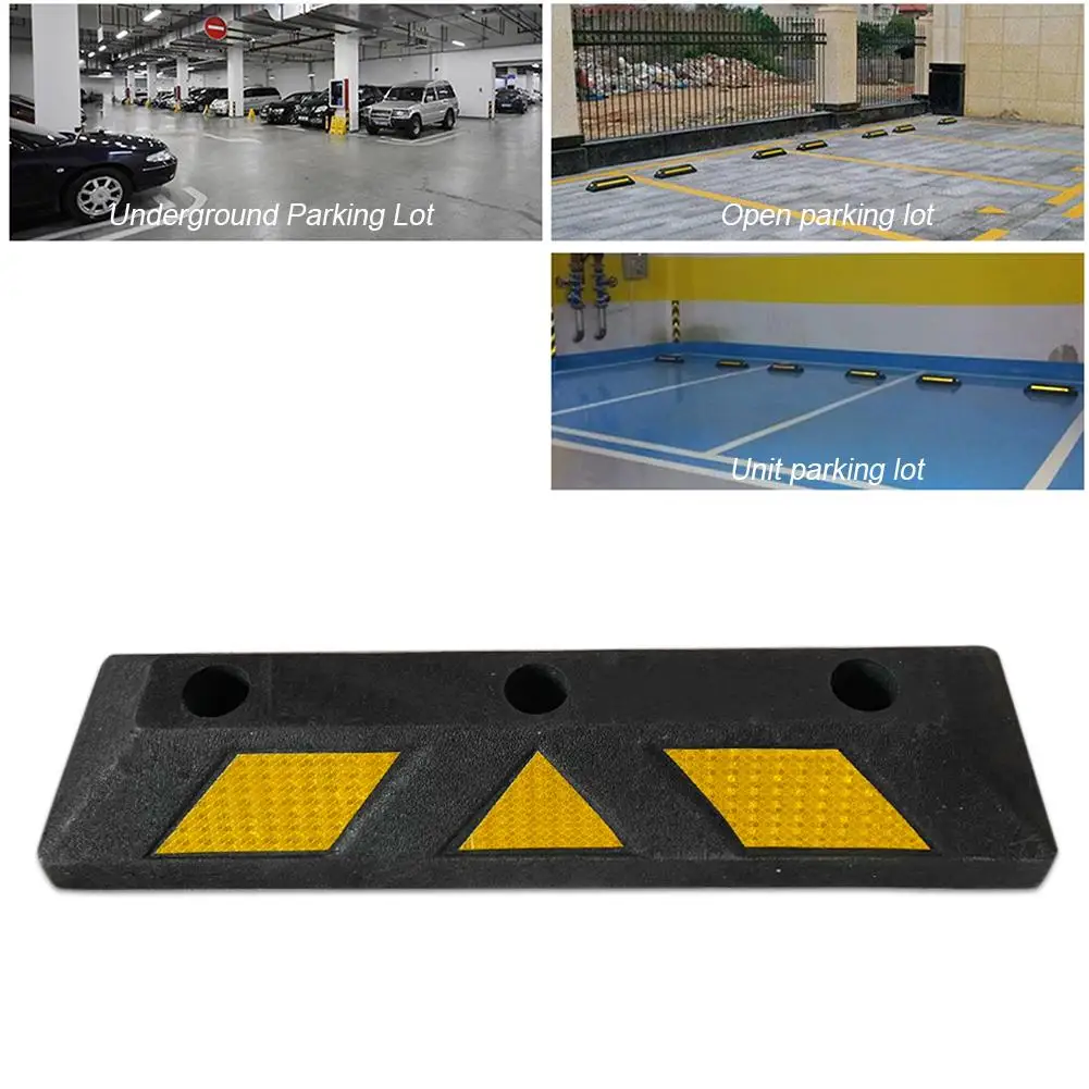 Curb Garage Vehicle Floor Stopper For Parking Safety 1PC Heavy Duty Rubber Parking Lot Driveway Stopper For Car Trucks