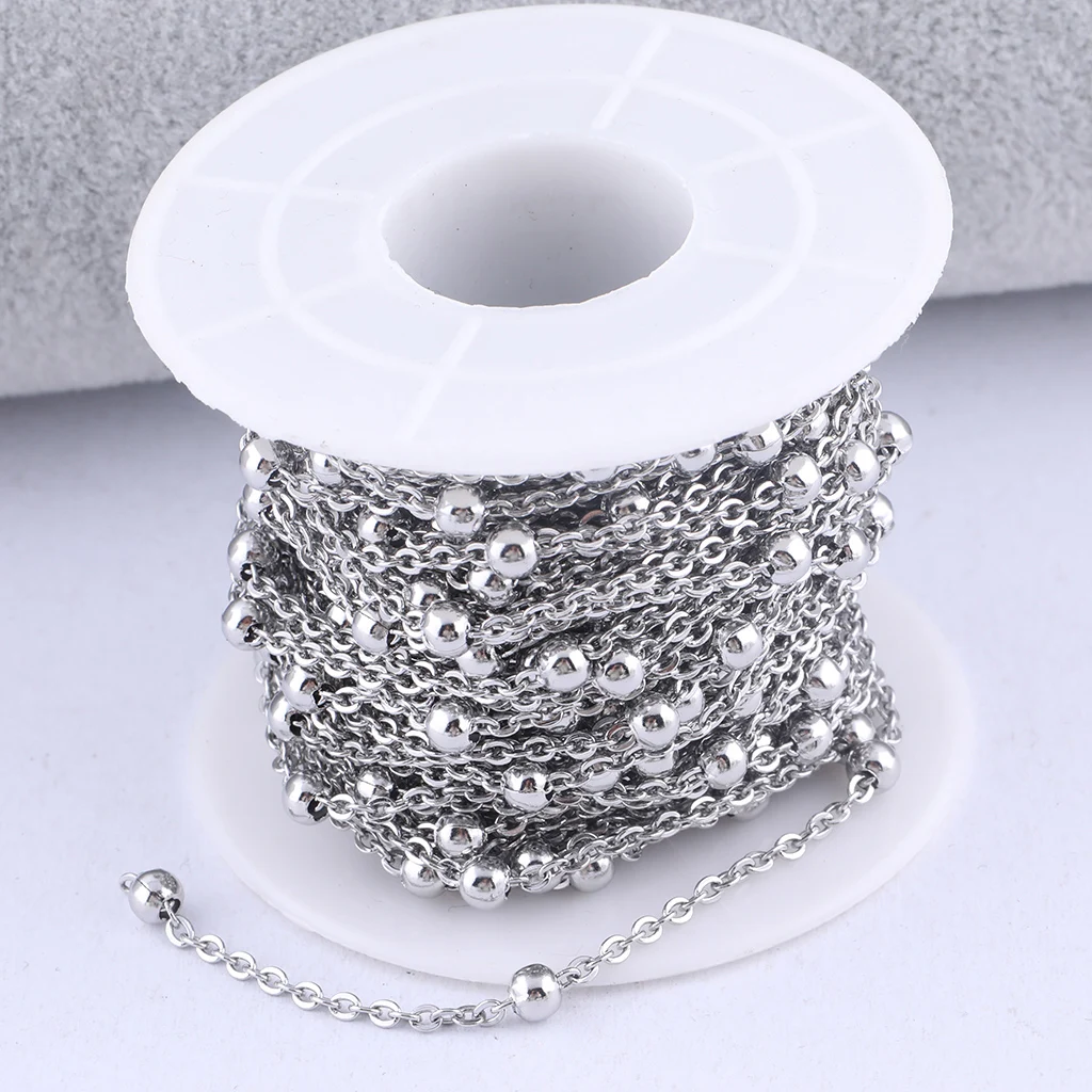 10meters/roll stainless steel ball beaded chain for jewelry making diy bracelet necklace chains