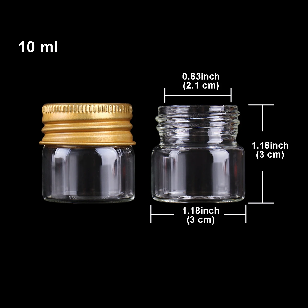 5pcs 10ml 30*30mm Glass bottles with Golden Aluminum Lids Potion Bottles Glass Jars Glass vessels for Art Craft