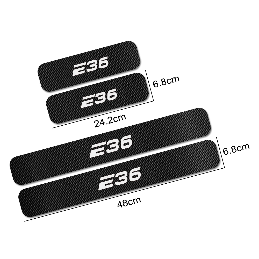 For BMW E36 4PCS Car Door Sills Decoration Stickers Carbon Fiber Decals Auto Anti-Scratch Protector Cover Car Tuning Accessories