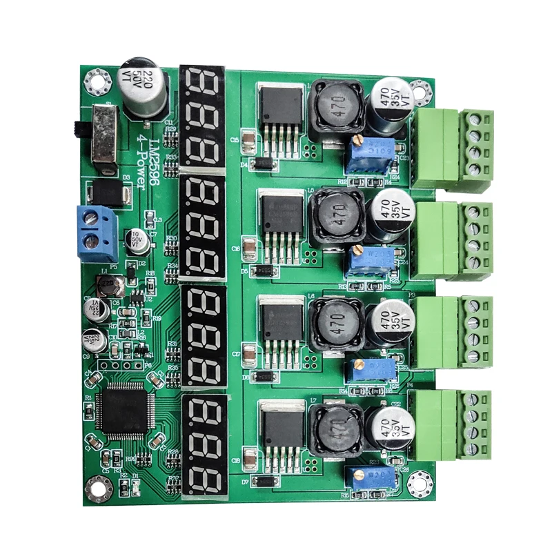 LM2596 multi-channel switching power supply four-channel digital display DC-DC adjustable step-down output power module