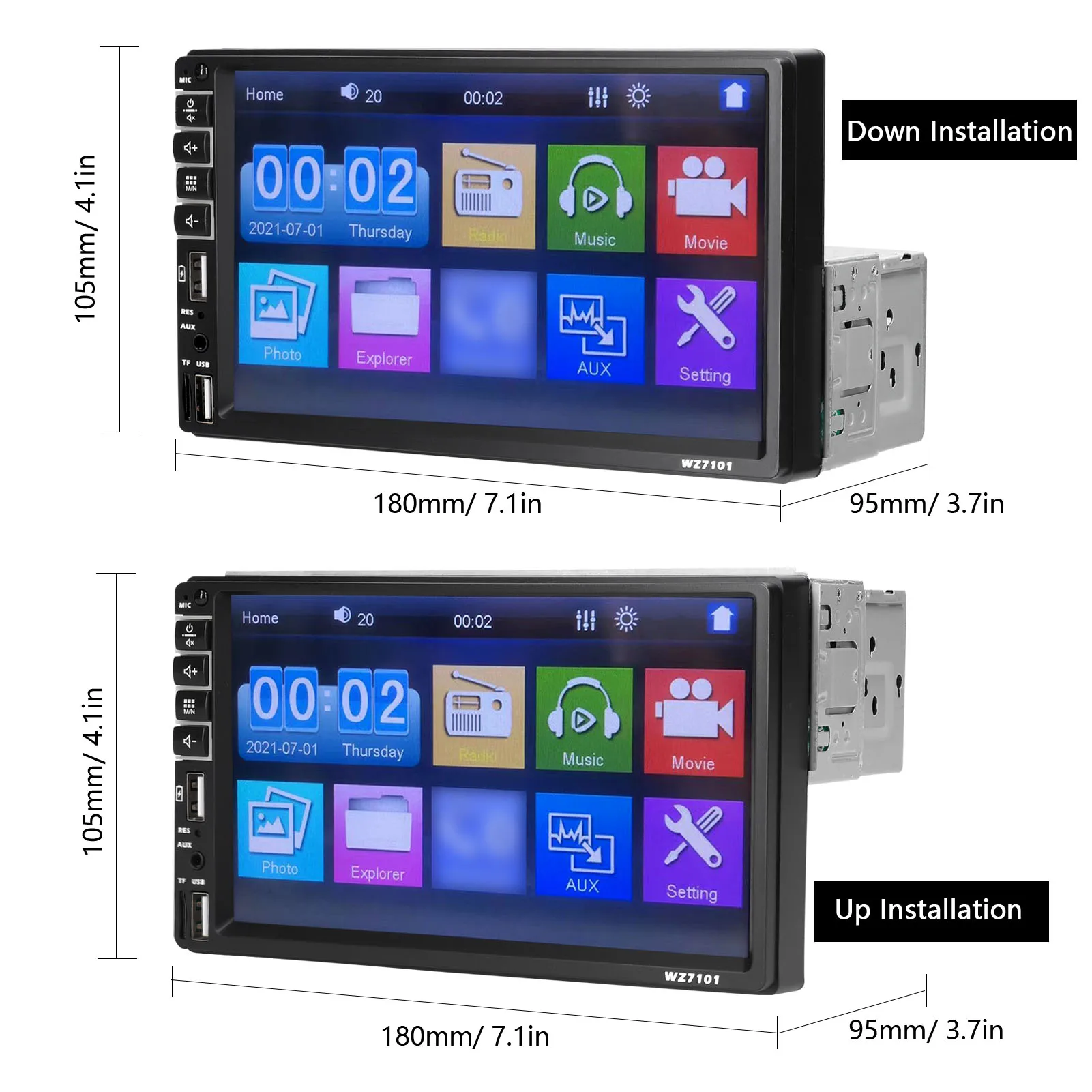 Pojedynczy Din samochodowe Stereo 7 Cal ekran dotykowy LCD Monitor BT MP5 odtwarzacz Radio samochodowe FM wsparcie odbiornika TF/USB/AUX-IN telefon